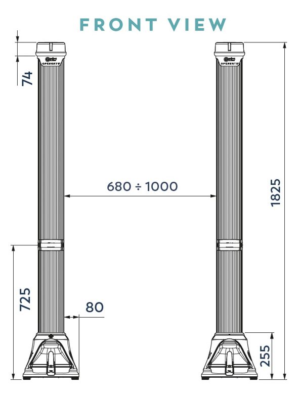 Disegno tecnico, vista frontale del varco
